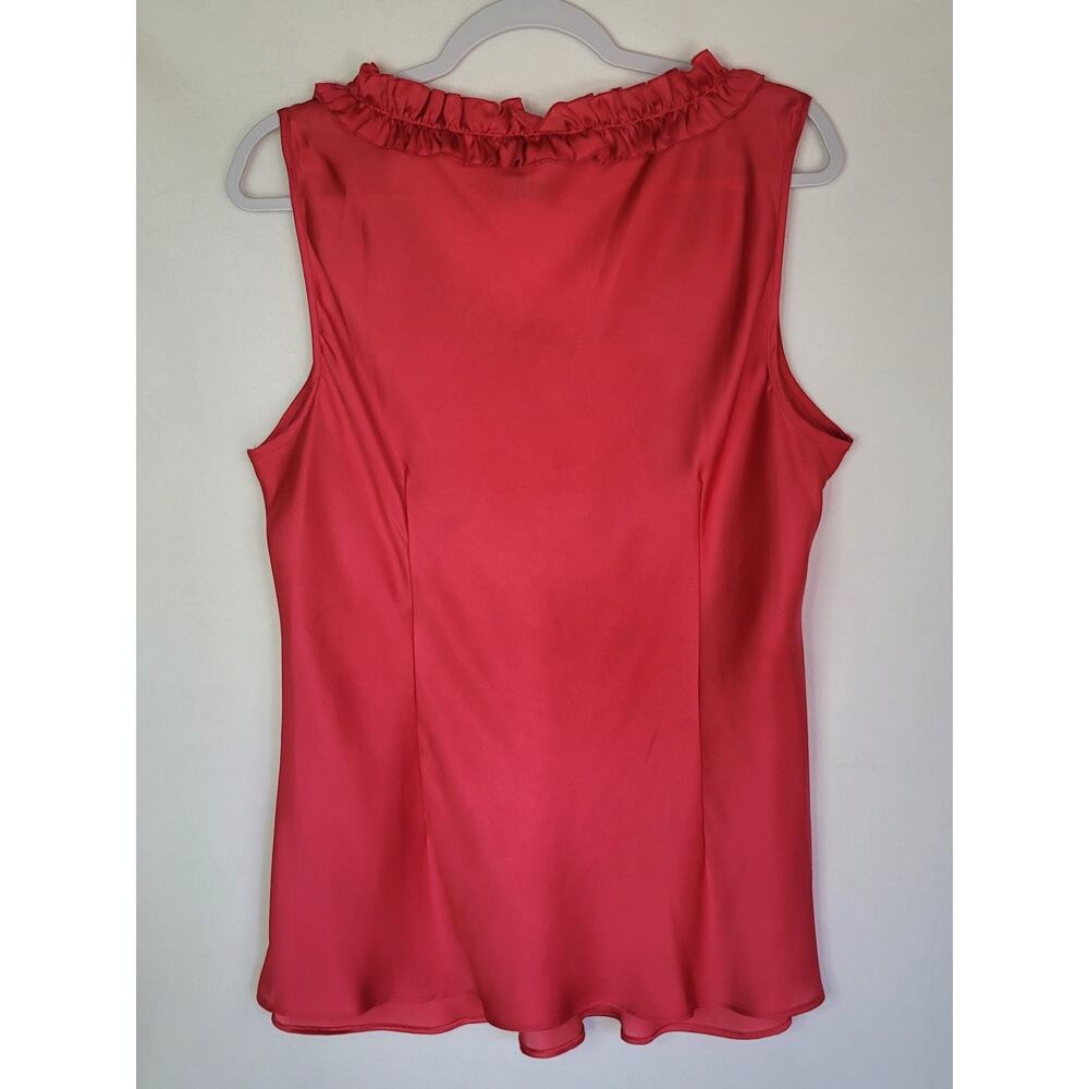 Spense Shimmer Red Ruffle Neckline Sleeveless Blouse Women's XL Workwear Casual - Picture 3 of 8